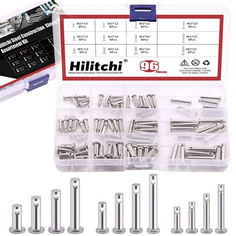 Buy Hilitchi 96Pcs 12 Sizes 304 Stainless Steel Metric Clevis Pins ...