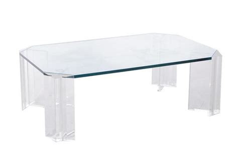 Lot Les Prismatiques Mid Century Lucite And Glass Coffee Table