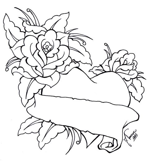 For kids & adults you can print rose or color online. Drawings Of Hearts With Banners - Cliparts.co