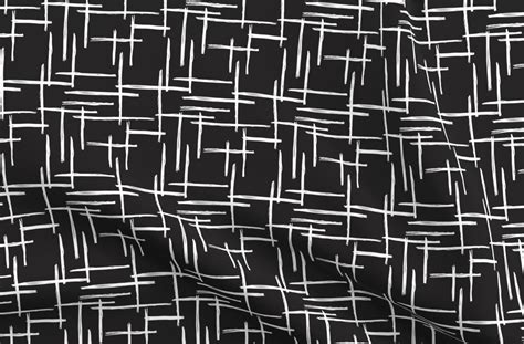 Black And White Abstract Fabric Geometric Black And White Etsy