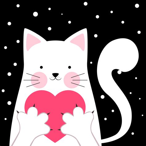 Funny Cute Cat Love Illustration 625066 Vector Art At Vecteezy