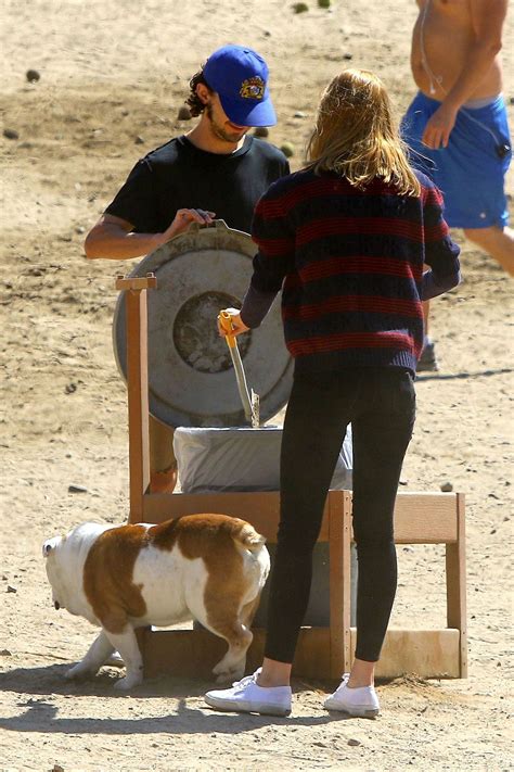 Mia Goth And Shia Labeouf On The Beach In Los Angeles Gotceleb