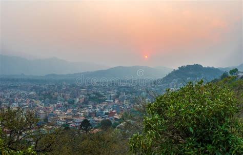 Beautiful Sunset On March 25 2018 In Kathmandu Nepal Stock Photo