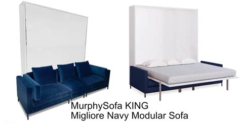 Best seller hot sale wall bed king bed, bedroom sofa bed, upholstered bed home furniture bedroom furniture in italy fashion style. MurphySofa Navy Blue Migliore Modular King Size Wall Bed Sofa