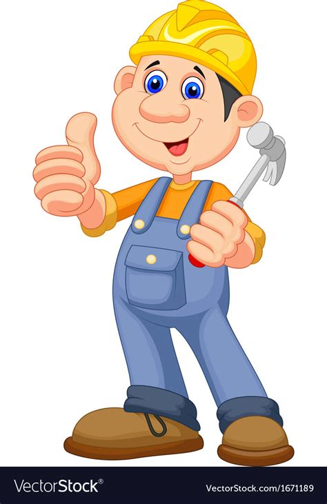 Cartoon Construction Worker Repairman Royalty Free Vector
