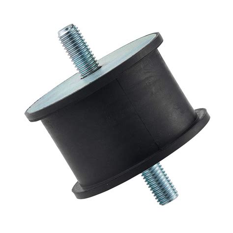 Rubber Cylindrical Vibration Isolator Mount With 2 Threaded Studs Inch