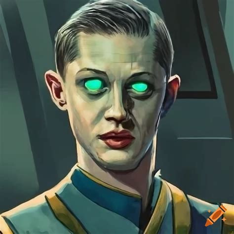Young Tom Hardy As Romulan Praetor Shinzon With Glowing Green Eyes In