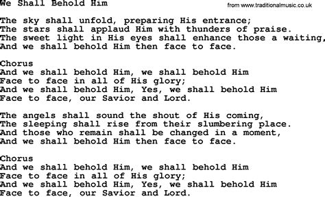 Baptist Hymnal Christian Song We Shall Behold Him Lyrics With Pdf