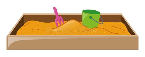 Sandpit With Fork And Bucket Stock Vector Illustration Of Clipart