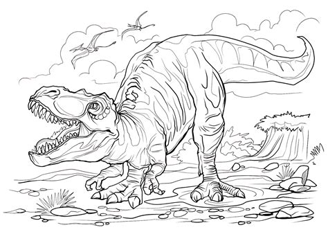 Wydrukuj obrazek z dinozaurem i pokoloruj go tak, jak podpowiada ci wyobraźnia. Kolorowanka "Dinozaur tyranozaur rex" do druku | Planeta ...