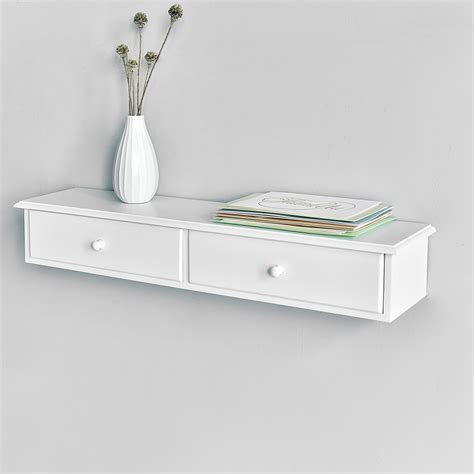 Galleon Welland Wall Mounted Storage Shelf With 2 Drawers White