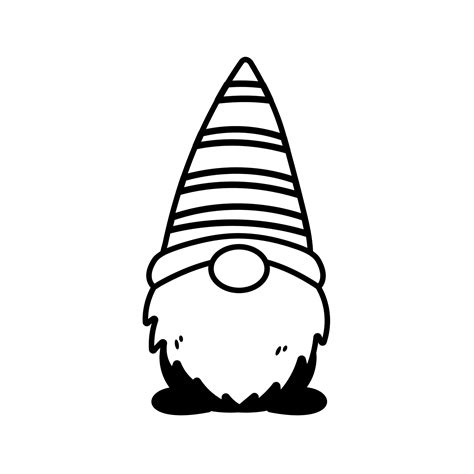 Line Art Christmas Gnomes Design For Coloring Book Isolated On A White