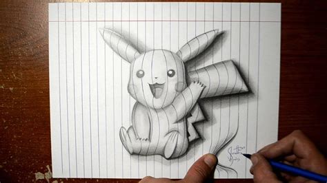 How To Draw Pikachu Line Paper 3d Trick Art Youtube