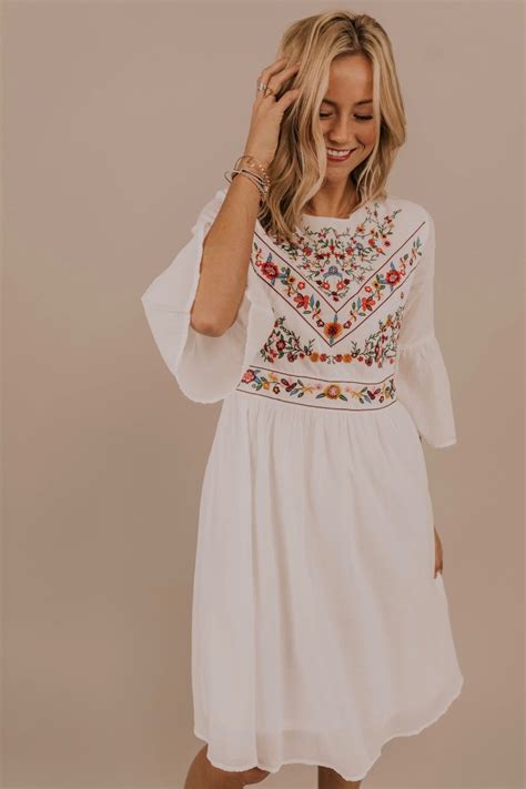 The Demille Embroidery Dress Modest Dresses Embroidery Dress Floral Embroidery Dress
