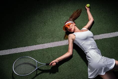 Beautiful Woman With A Racket Stock Photo Image Of Game Sensual