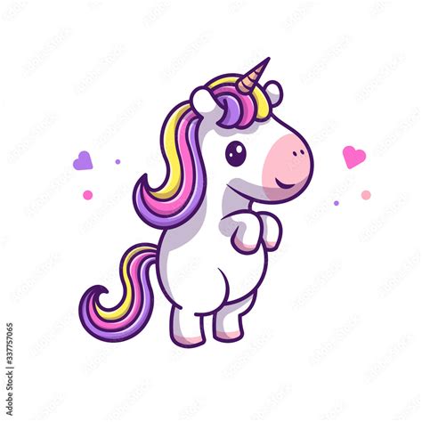 Cute Unicorn Standing Vector Icon Illustration Unicorn Mascot Cartoon