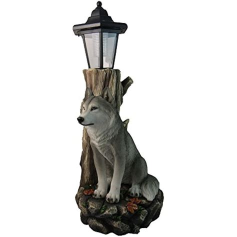 Spirit Wolf Outdoor Solar Lantern Statue Lawn Garden Porch Patio