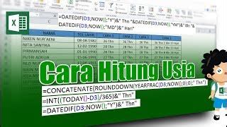 Cara Rumus Menghitung Umur Di Excel Dengan DATEDIF YE Doovi