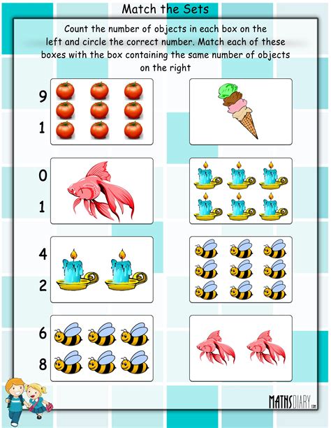 Matching Numbers To Sets Worksheets