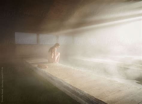 Woman Relaxing At Japanese Hot Springs And Spa With Steam By Stocksy
