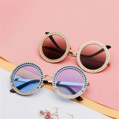 Vintage Sunglasses Women Brand Inlaid Brick Sun Glasses In 2022 Crystal Sunglasses Sunglasses