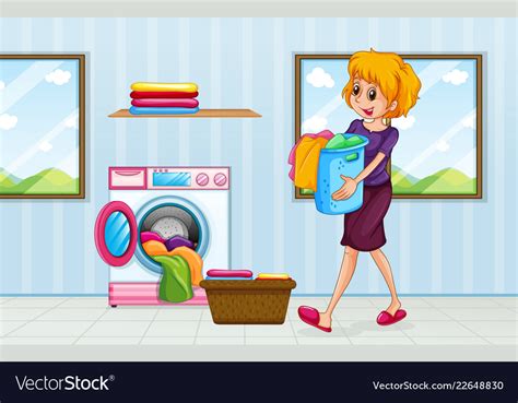 A Mom Doing Laundry Royalty Free Vector Image Vectorstock
