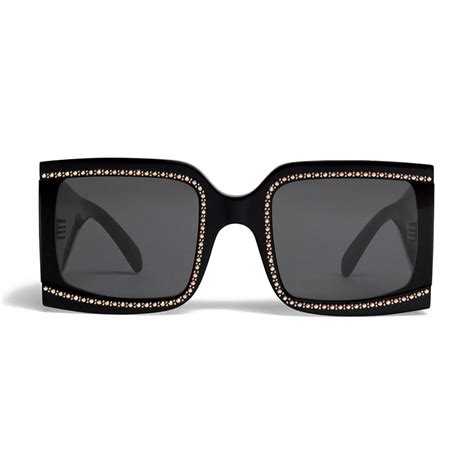 Céline Oversized Sunglasses In Acetate With Crystals And Metal Black Sunglasses Céline