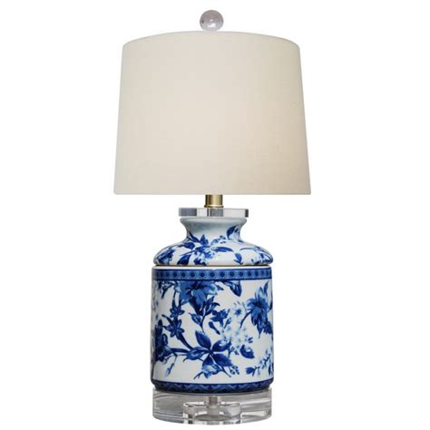 Mini Porcelain Blue And White Chrysanthemum Table Lamp — Oriental Lamp Shade