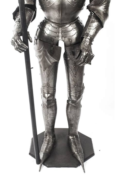 Antique Gothic Style Suit Of Armour And Halberd 19th Century At