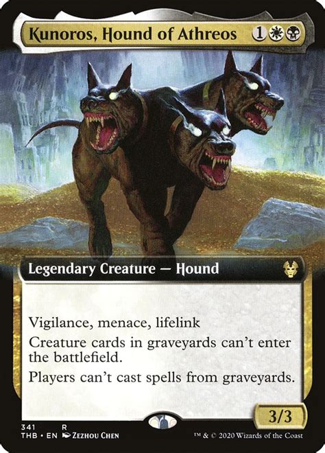 To use it, mention a card name in your post or comment and put it in double. Kunoros, Hound of Athreos · Theros Beyond Death (THB) #341 · Scryfall Magic: The Gathering Search