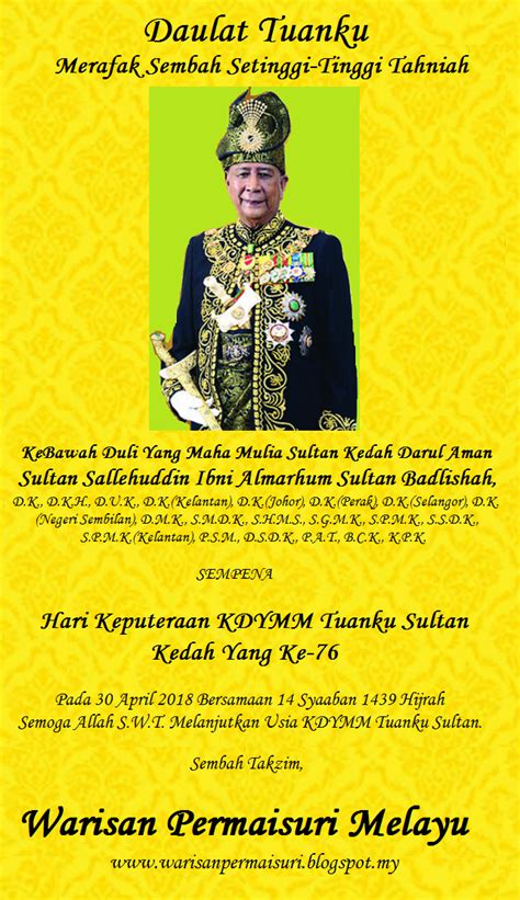 Check spelling or type a new query. WARISAN RAJA & PERMAISURI MELAYU: Hari Keputeraan KDYMM ...