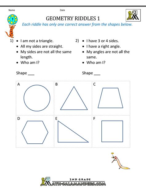 Geometric Shapes Worksheets For 4th Grade Shape Pattern Worksheets
