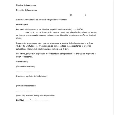 Modelo Carta Baja Voluntaria Preaviso 15 Dias Modelo De Informe Images