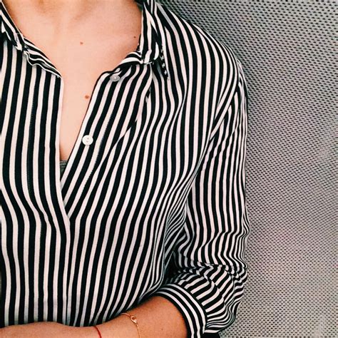 Zara Vertical Black And White Striped Button Up Shirt Monochrome Womensfashion Striped Shirt