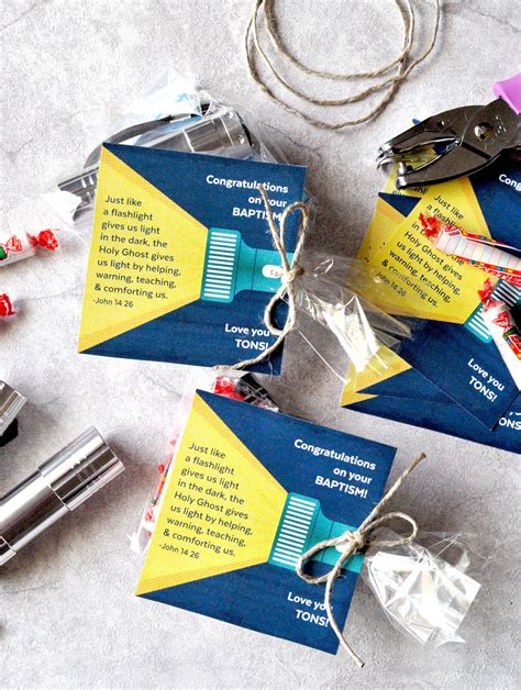 Here are great baptism gifts for boys and girls for the special occasion. Baptism Flashlight Gift Tag | Easy & Fun LDS Baptism Gift