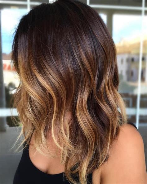 Dark Brown Bob With Caramel Balayage Tiger Eye Hair Color Ombre Hair Color Hair Color Balayage