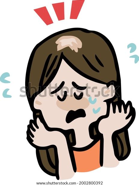 Illustration Woman Suffering Thinning Hair Stock Vector Royalty Free