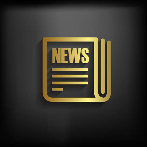 News Sign Icon Gold Color With Long Shadow Vector Eps10 Illustration