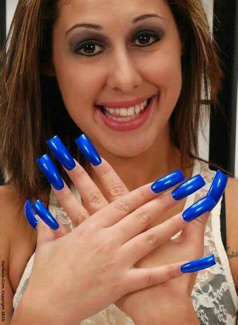 Pin By Wolverine On Top Long Red Nails Blue Acrylic Nails Long Nails