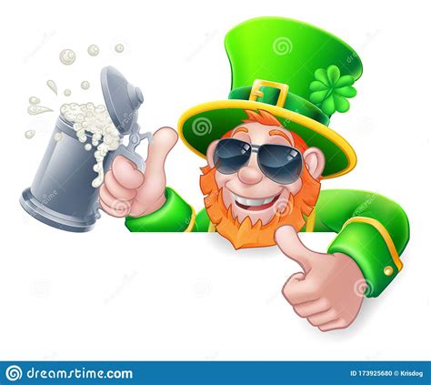 Leprechaun St Patricks Day Cartoon In Shades Sign Stock Vector