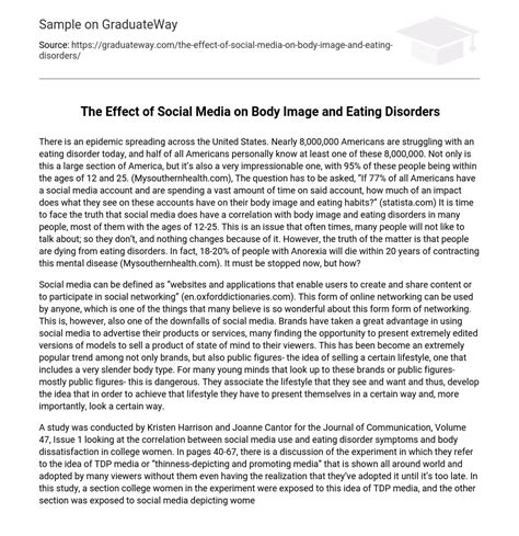 ⇉the Effect Of Social Media On Body Image And Eating Disorders Essay