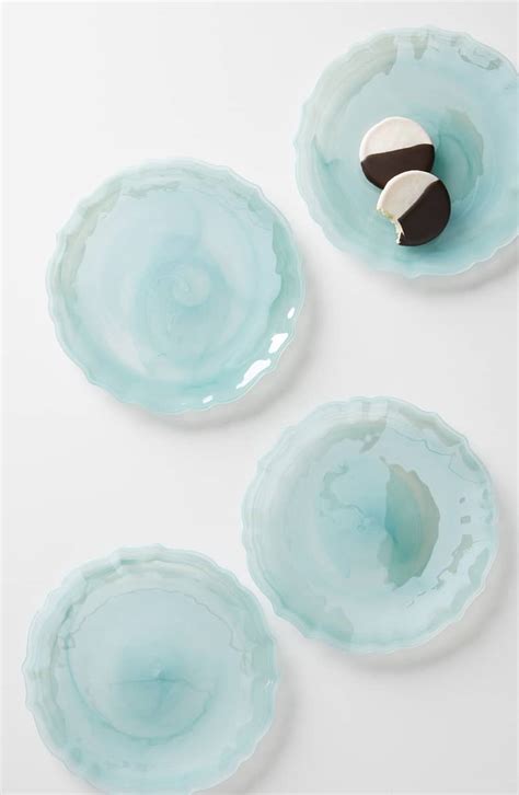 Turquoise Glass Dessert Plates Set Of 4 Everything Turquoise