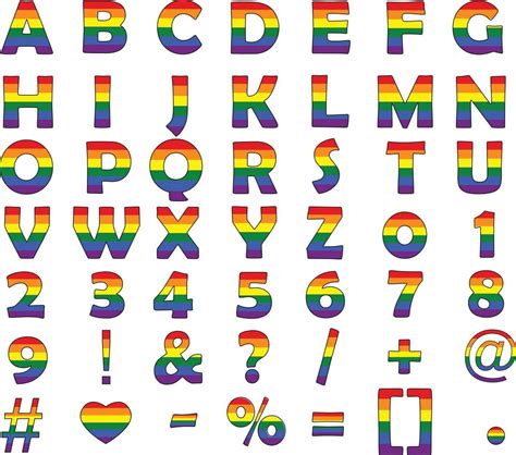 LGBT Alphabet And Number On White Background Rainbow Vector Alphabet Colorful Rainbow Letter