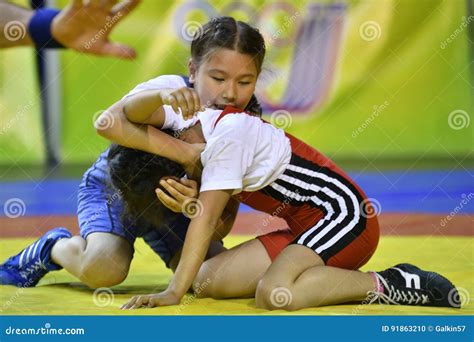 Orenburg Russia May 5 2017 Year Girls Compete In Freestyle Wrestling