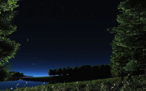 Night Stars Lake Sky Nature Wallpapers Hd Desktop And Mobile