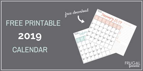 Free Blank 2019 Calendar Printables