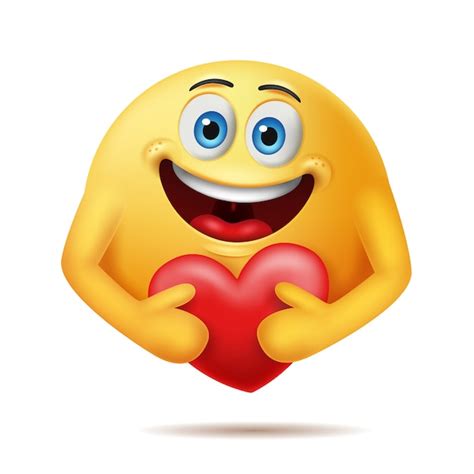 Premium Vector Care Emoticon Characters With Hugging A Red Heart