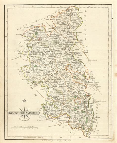 Antique County Map Of Buckinghamshire By John Cary Original Outline