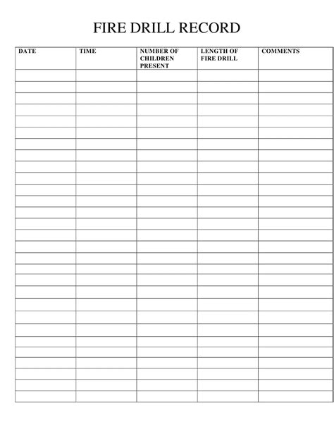 Free Printable Fire Drill Log Sheet Image Search Results Fire