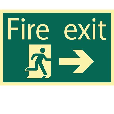 Draper Fire Exit Arrow Right Sign 200mm 300mm Standard